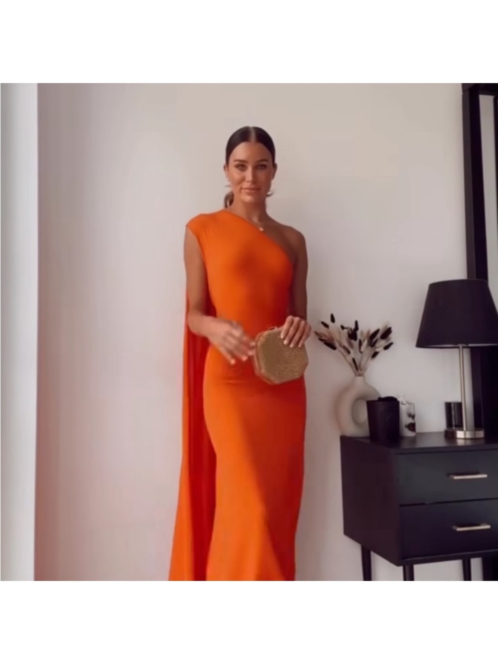 ZARA One Shoulder Cape Maxi Dress - Picture 12 of 16